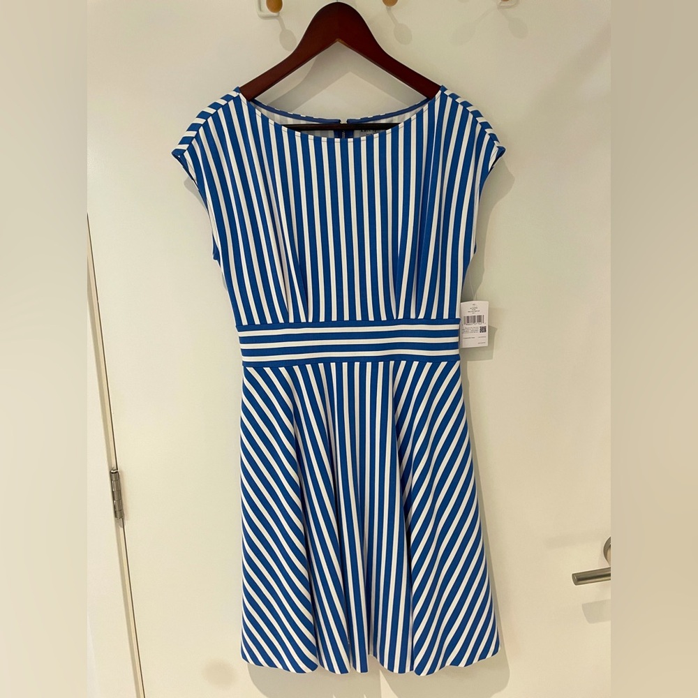 Kate Spade Blue & White Striped Fit-and-Flare Dress – Classic Nautical Charm